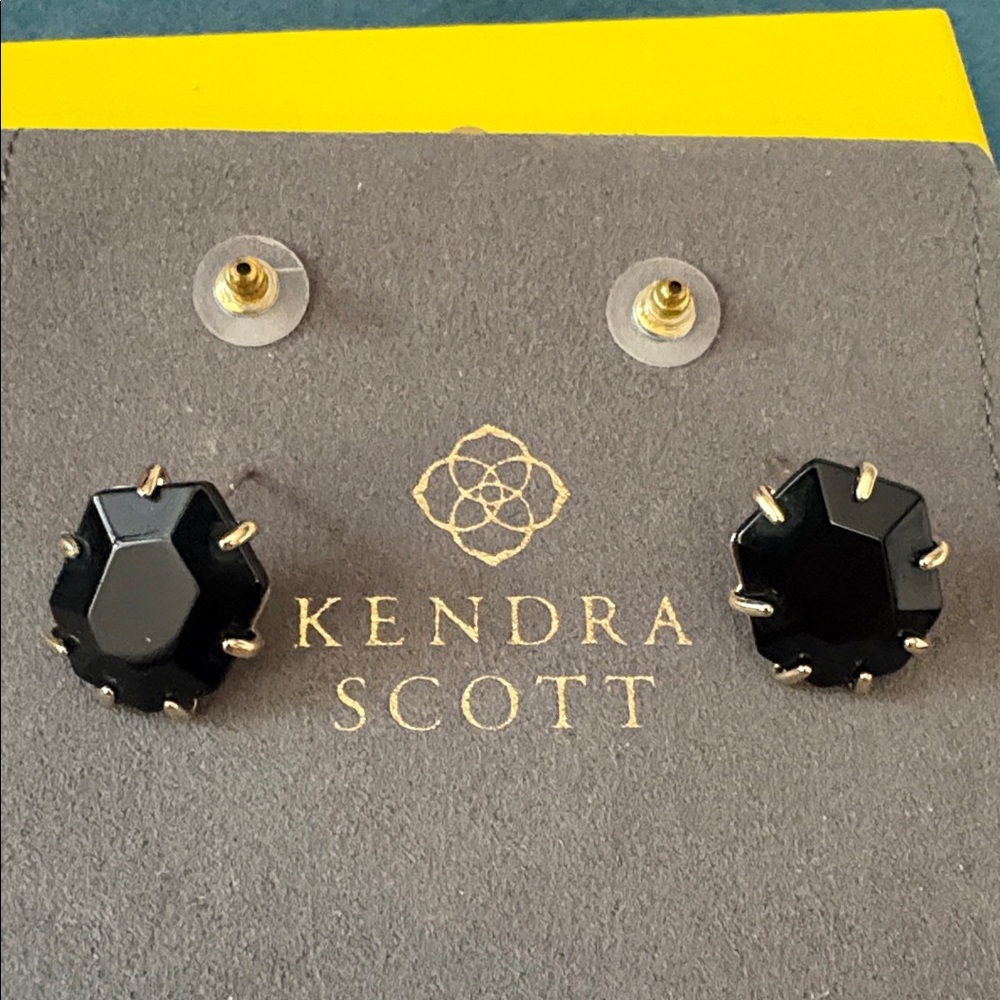Kendra Scott Gold Morgan Stud Earrings in Black Agate - Picture 8 of 12